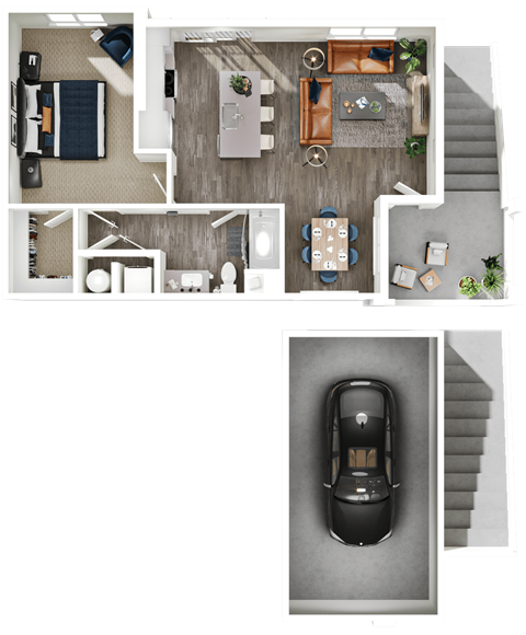 Halogen Apartments Carriage 3D Floor Plan